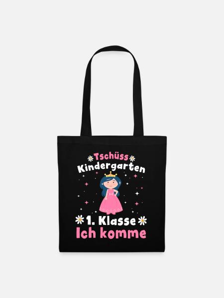 Schulkind 1. Klasse Mädchen Prinzessin Schulanfang - Stoffbeutel - Schwarz