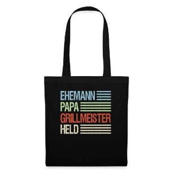 Ehemann Papa Grillmeister Held - Stoffbeutel - Schwarz - Vorne