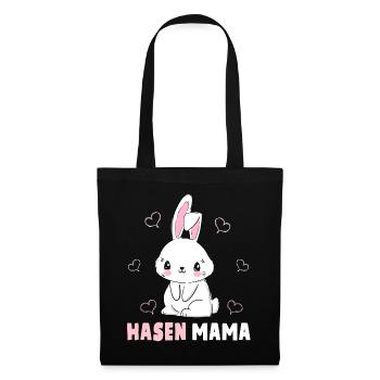 Süße Hasen Mama Ostern Mutter Häschen - Stoffbeutel - Schwarz - Vorne