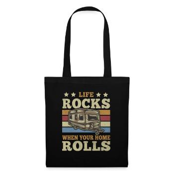 Vintage Life Rocks When Your Home Rolls Camping - Stoffbeutel - Schwarz - Vorne