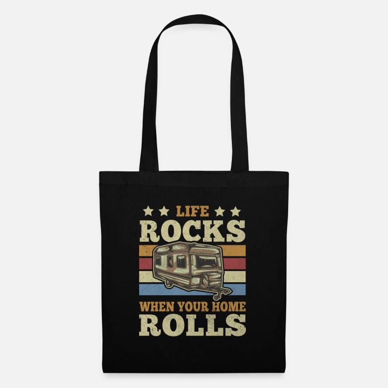 Vintage Life Rocks When Your Home Rolls Camping - Tote Bag - black