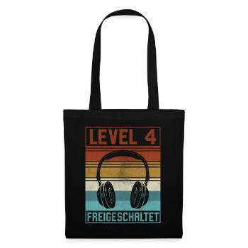 4. Geburtstag Junge Gamer Level 4 Jahre - Stoffbeutel - Schwarz - Vorne