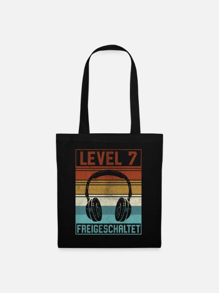7. Geburtstag Junge Gamer Level 7 Jahre - Stoffbeutel - Schwarz