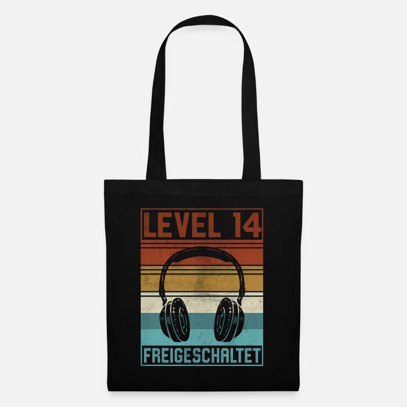 14. Geburtstag Junge Gamer Level 14 Jahre - Stoffbeutel - Schwarz
