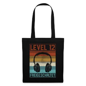 12. Geburtstag Junge Gamer Level 12 Jahre - Stoffbeutel - Schwarz - Vorne