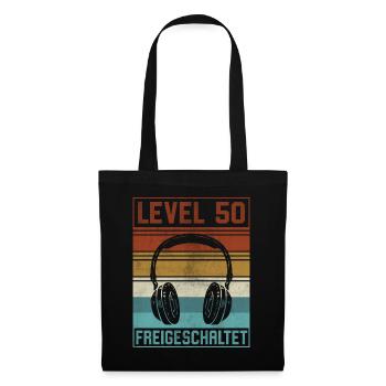 50. Geburtstag Mann Gamer Level 50 Jahre - Stoffbeutel - Schwarz - Vorne