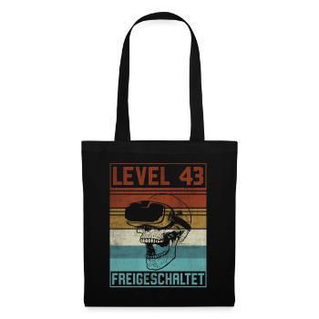 Level 43 Jahre Mann Gamer 43. Geburtstag - Stoffbeutel - Schwarz - Vorne