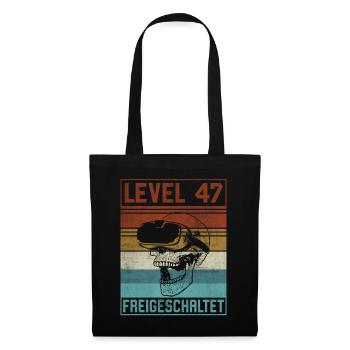 Level 47 Jahre Mann Gamer 47. Geburtstag - Stoffbeutel - Schwarz - Vorne