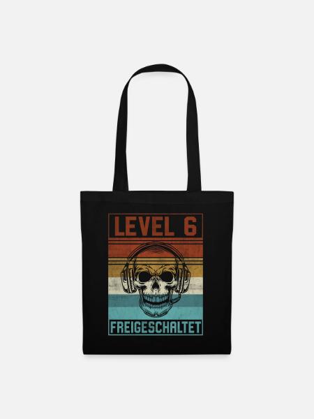 6. Geburtstag Gamer Level 6 Jahre - Stoffbeutel - Schwarz