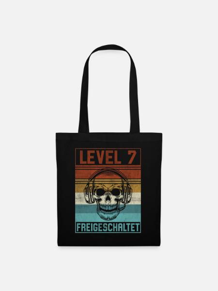 7. Geburtstag Gamer Level 7 Jahre - Stoffbeutel - Schwarz