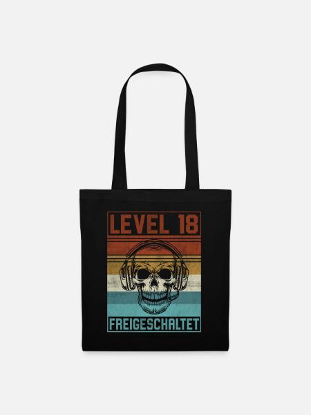 18. Geburtstag Gamer Level 18 Jahre - Stoffbeutel - Schwarz