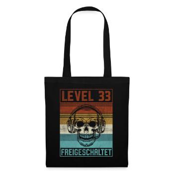 33. Geburtstag Gamer Level 33 Jahre - Stoffbeutel - Schwarz - Vorne