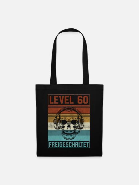 60. Geburtstag Gamer Level 60 Jahre - Stoffbeutel - Schwarz