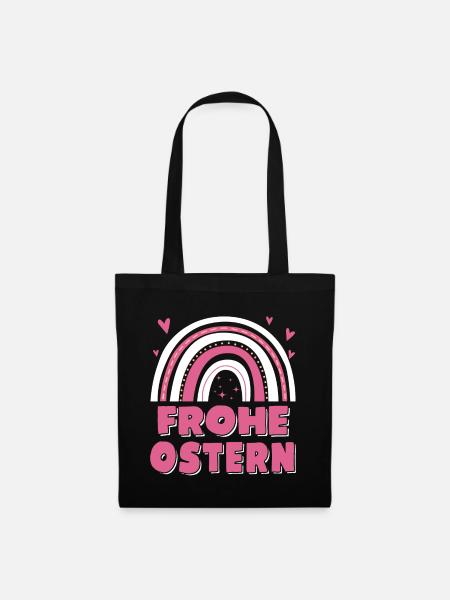 Oster Regenbogen Frohe Ostern - Stoffbeutel - Schwarz