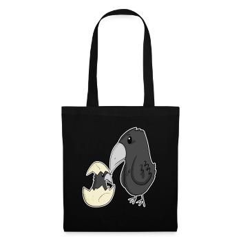 Crow with baby crow - Tote Bag - black - Front