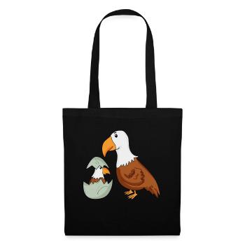 Aigle avec Bébé Aigle - Sac en tissu - noir - Devant