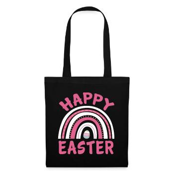 Happy Easter Women Girls Cute Easter Egg Rainbow - Stoffbeutel - Schwarz - Vorne
