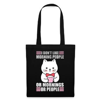 Funny Morning People Sarcasm Coffee Moody Cat - Tote Bag - black - Front
