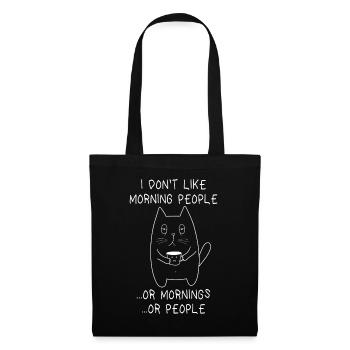 I Don't Like Morning People Moody Tired Cat - Tote Bag - black - Front