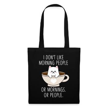Moody Cat Morning People Coffee Tired Kitty - Tote Bag - black - Front