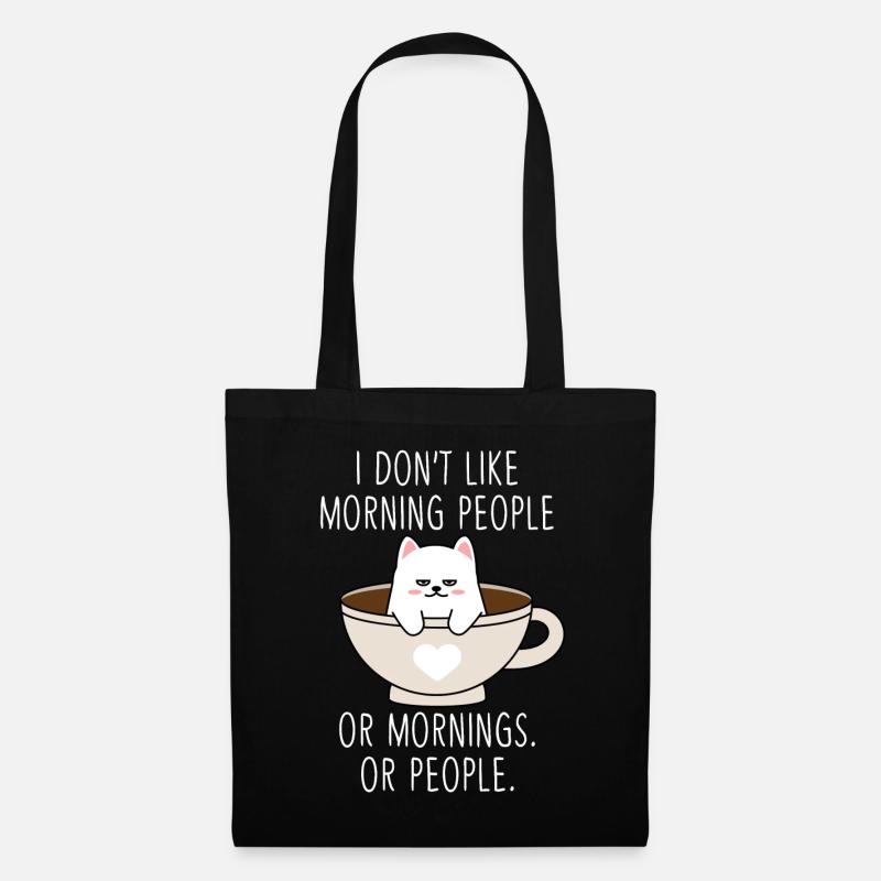 Moody Cat Morning People Coffee Tired Kitty - Stoffbeutel - Schwarz