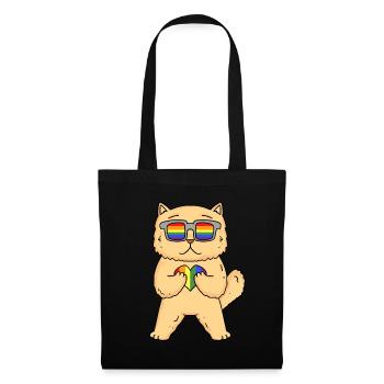 CHAT LGBT Chat Persan Arc-en-ciel - Sac en tissu - noir - Devant