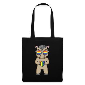 LGBT Tier Pferd Regenbogen - Stoffbeutel - Schwarz - Vorne