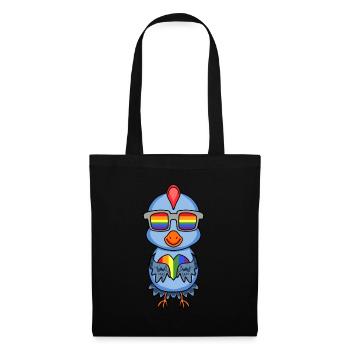 LGBT Tier Huhn Regenbogen - Stoffbeutel - Schwarz - Vorne