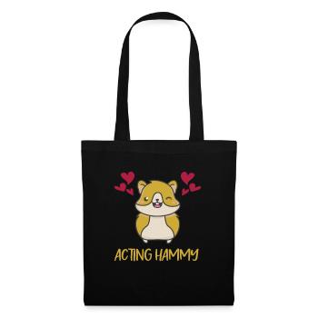 Acting Hammy Hamsterbacken Herzen Hamster Futter - Stoffbeutel - Schwarz - Vorne