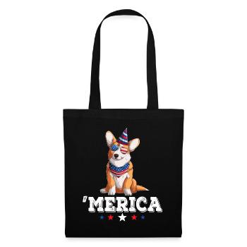Merica Dog 4th of July USA American Flag Corgi - Tote Bag - black - Front
