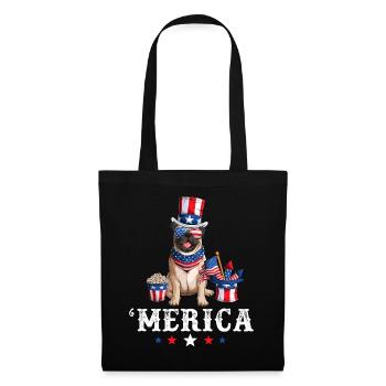 Pug Merica Dog 4th of July USA American Flag - Tote Bag - black - Front
