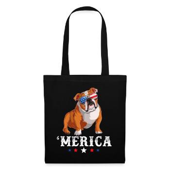 Merica Dog 4 juillet USA Drapeau américain Anglais B - Sac en tissu - noir - Devant