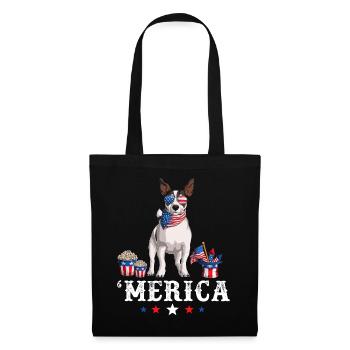 Jack Russell Merica 4 juillet Chien Drapeau américain - Sac en tissu - noir - Devant