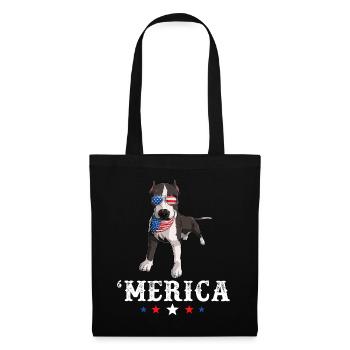 Pit Bull Merica 4th of July Dog American Flag USA - Tote Bag - black - Front