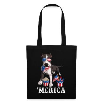 Merica Pit Bull 4th of July Dog American Flag USA - Tote Bag - black - Front