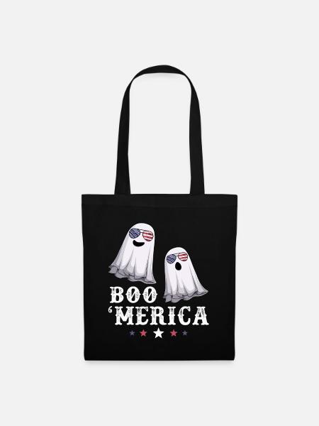 Ghost Boo Merica 4th of July USA American Flag - Stoffbeutel - Schwarz
