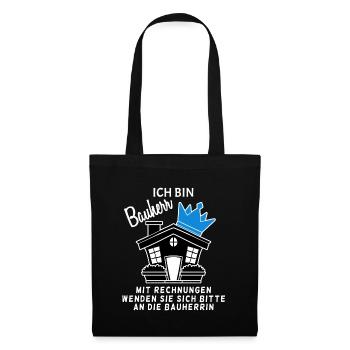 Bauherr Hausbau Baustelle Richtfest Geschenk - Stoffbeutel - Schwarz - Vorne