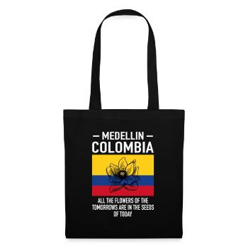Medellin Kolumbien Blumen Flagge - Stoffbeutel - Schwarz - Vorne