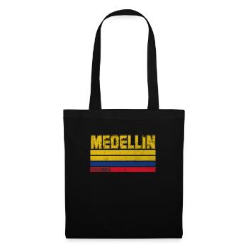 Medellin Vintage Kolumbien Flagge Gemeinde - Stoffbeutel - Schwarz - Vorne