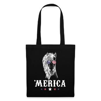 Horse Merica 4th of July American Flag USA - Stoffbeutel - Schwarz - Vorne