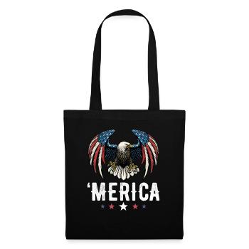 Eagle American Flag 4th of July USA Merica - Stoffbeutel - Schwarz - Vorne