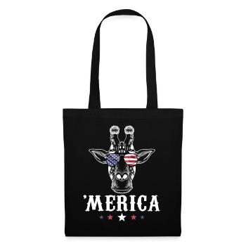 Giraffe Merica 4th of July American Flag USA - Stoffbeutel - Schwarz - Vorne