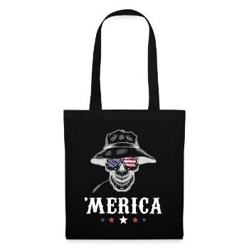 Skull Farmer Merica 4th of July American Flag USA - Tote Bag - black - Front