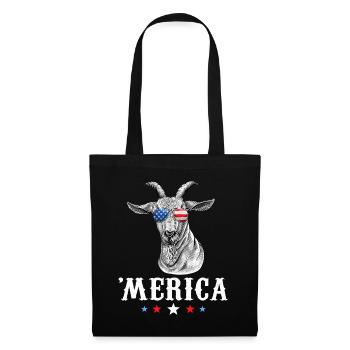 Goat Merica 4th of July American Flag USA - Stoffbeutel - Schwarz - Vorne