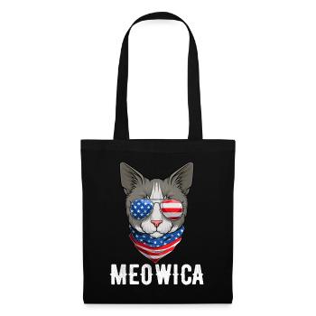 USA Cat 4th of July Kitten American Flag - Stoffbeutel - Schwarz - Vorne