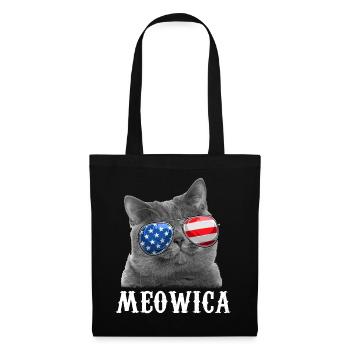 Cat 4th of July Merica USA American Flag - Stoffbeutel - Schwarz - Vorne
