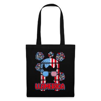 Patriotic Lama USA America Feux d’artifice - Sac en tissu - noir - Devant