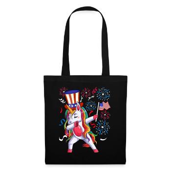 Dabbing Unicorn Girls 4 juillet Femmes USA - Sac en tissu - noir - Devant