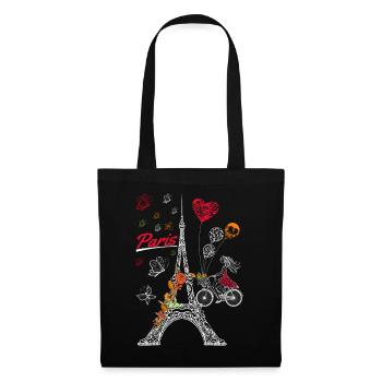 Love Paris Trip France Fleur Tour Eiffel - Sac en tissu - noir - Devant