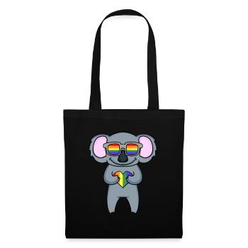 LGBT Tier Koala Regenbogen - Stoffbeutel - Schwarz - Vorne
